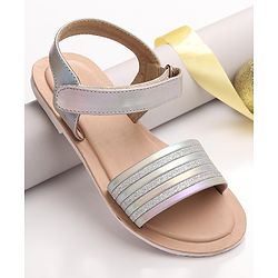 Pine Kids Velcro Closure Sandals with Glitter Embellished - Silver