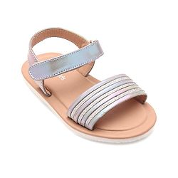 Pine Kids Velcro Closure Sandals with Glitter Embellished - Silver