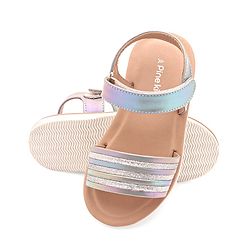 Pine Kids Velcro Closure Sandals with Glitter Embellished - Silver