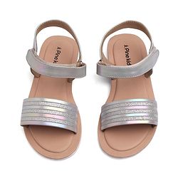 Pine Kids Velcro Closure Sandals with Glitter Embellished - Silver