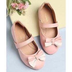 Pine Kids Velcro Closure Bellies with Bow Applique - Pink