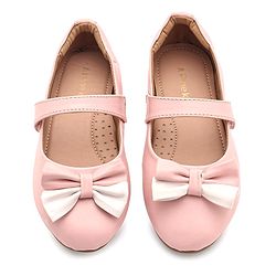 Pine Kids Velcro Closure Bellies with Bow Applique - Pink