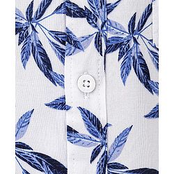 Pine Kids Viscose Woven Half Sleeves Leaf Printed Shirt - White & Blue