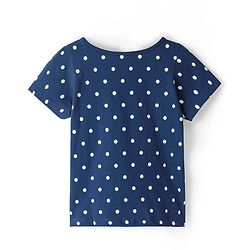Pine Kids 100% Cotton Knit Half Sleeves Top Polka Dot Print - Navy Blue