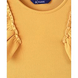 Pine Kids Knitted Ruffle Sleeves Stretchable Solid Top - Mustard Yellow