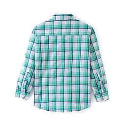 Pine Kids 100% Cotton Full Sleeves Check Shirts - Green
