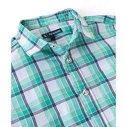 Pine Kids 100% Cotton Full Sleeves Check Shirts - Green
