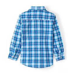 Pine Kids 100% Cotton Full Sleeves Check Shirts - Blue