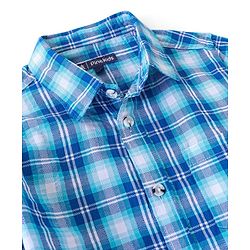 Pine Kids 100% Cotton Full Sleeves Check Shirts - Blue