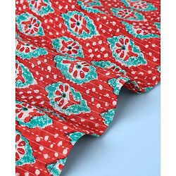 Pine Kids Cotton Full Sleeves Floral Printed Kurta & Pajama Set- Red