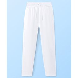 Pine Kids Cotton Solid Full length Pyjama - White