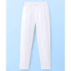 Pine Kids Cotton Solid Full length Pyjama - White