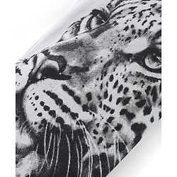 Pine Kids 100% Cotton Knit Full Length Track Pants with Leopard Print - Grey