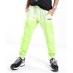 Pine Kids 100% Cotton Knit Full Length Track Pants with Text Print - Lime Punch