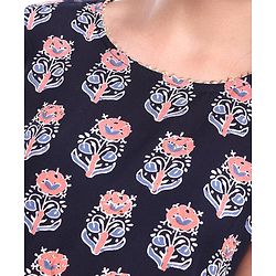 Pine Kids Sleeveless  Kurti & Sharara with Dupatta Set Block Print - Blue