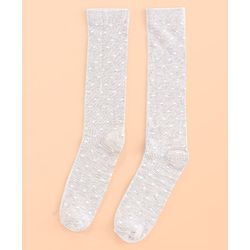 Pine Kids Knee Length Socks with Antimicrobial Finish Dotted Design Pack of 3 (Color May Vary)