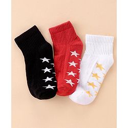 Pine Kids Cotton Ankle Length Socks With Silvadur Antimicrobial Finish Stars Design Pack Of 3 (Color May Vary)