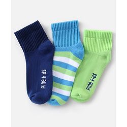 Pine Kids Cotton Elastane Ankle Length Silvadur Antimicrobial Socks  Pack of 3 (Colour & Design May Vary)