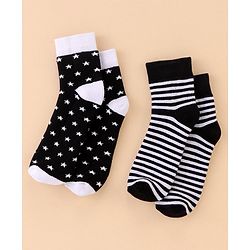 Pine Kids Cotton Ankle Length Socks With Silvadur Antimicrobial Finish Stripes & Stars Design Pack Of 2 (Color May Vary)