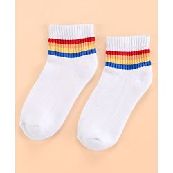 Pine Kids Cotton Ankle Length Socks With Silvadur Antimicrobial Finish Stripes Design Pack Of 5 (Color May Vary)