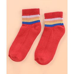 Pine Kids Cotton Ankle Length Socks With Silvadur Antimicrobial Finish Stripes Design Pack Of 5 (Color May Vary)