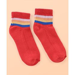 Pine Kids Cotton Ankle Length Socks With Silvadur Antimicrobial Finish Stripes Design Pack Of 5 (Color May Vary)