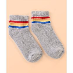 Pine Kids Cotton Ankle Length Socks With Silvadur Antimicrobial Finish Stripes Design Pack Of 5 (Color May Vary)