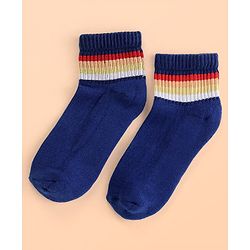 Pine Kids Cotton Ankle Length Socks With Silvadur Antimicrobial Finish Stripes Design Pack Of 5 (Color May Vary)
