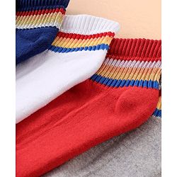 Pine Kids Cotton Ankle Length Socks With Silvadur Antimicrobial Finish Stripes Design Pack Of 5 (Color May Vary)