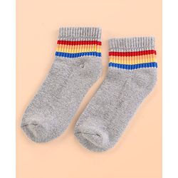 Pine Kids Cotton Ankle Length Socks With Silvadur Antimicrobial Finish Stripes Design Pack Of 5 (Color May Vary)