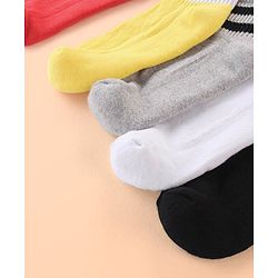 Pine Kids Cotton Ankle Length Socks With Silvadur Antimicrobial Finish Stripes Design Pack Of 5 (Color May Vary)