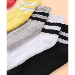 Pine Kids Cotton Ankle Length Socks With Silvadur Antimicrobial Finish Stripes Design Pack Of 5 (Color May Vary)