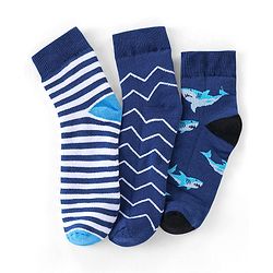 Pine Kids Cotton Blend Ankle Length Socks Shark Design Pack of 3(Colour May Vary)