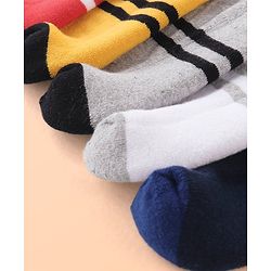 Pine Kids Cotton Ankle Length Socks With Silvadur Antimicrobial Finish Stripes Design Pack Of 5 (Color May Vary)