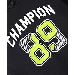 Pine Kids Full Sleeves Round Neck Biowashed Sweat Shirt Text Print - Jet Black