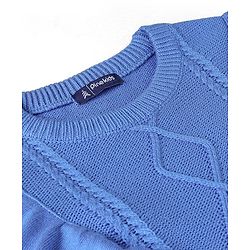 Pine Kids Full Sleeves Sweater With Cable Knit Ruffle Solid Colour - Blue