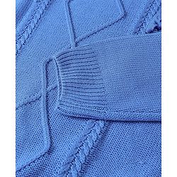 Pine Kids Full Sleeves Sweater With Cable Knit Ruffle Solid Colour - Blue