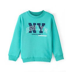 Pinekids Cotton Knit Biowashed Full Sleeves Sweatshirt With Text Print - Blue