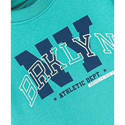 Pinekids Cotton Knit Biowashed Full Sleeves Sweatshirt With Text Print - Blue