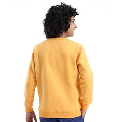 Pine Kids Full Sleeves Round Neck Biowashed Sweatshirt Text Print - Yellow