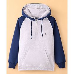 Pine Kids Knitted Full Sleeves Solid Color Hooded Sweat Shirt - Navy Peony