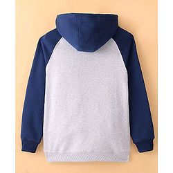 Pine Kids Knitted Full Sleeves Solid Color Hooded Sweat Shirt - Navy Peony