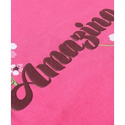Pine Kids Full Sleeve Biowashed Sweatshirt Floral & Text Print - Pink