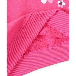 Pine Kids Full Sleeve Biowashed Sweatshirt Floral & Text Print - Pink