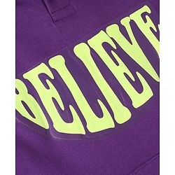 Pine Kids Full Sleeves Believe Printed Hooded Sweatshirt - Purple
