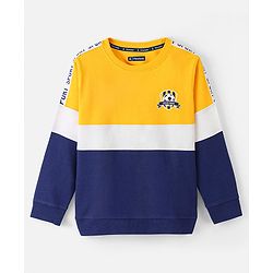 Pine Kids Full Sleeves Biowashed Sweatshirt Text Print - Yellow