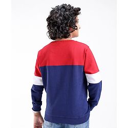 Pine Kids Cotton Knit Full Sleeves Biowashed Sweatshirt Explore Print - Red White & Blue
