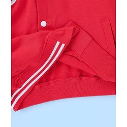 Pine Kids Cotton Knit Full Sleeves Bomber Jacket with Applique - High Risk Red