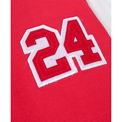 Pine Kids Cotton Knit Full Sleeves Bomber Jacket with Applique - High Risk Red