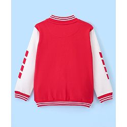 Pine Kids Cotton Knit Full Sleeves Bomber Jacket with Applique - High Risk Red
